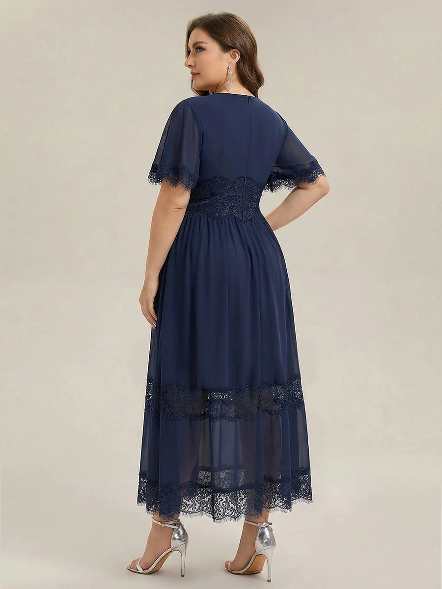 Cut-Out Detail Chiffon Ruffle Sleeve Dress - Image 7