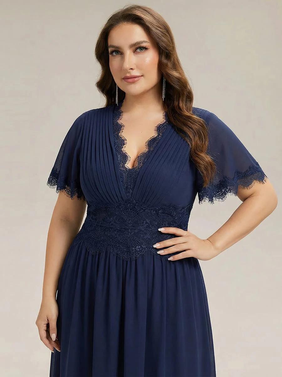 Cut-Out Detail Chiffon Ruffle Sleeve Dress - Image 8