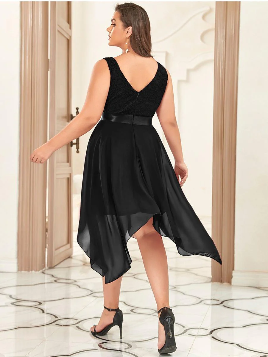 ever COSTA|Double V-Neck Empire Waist Midi Asymmetrical Hem Lace Dresses - Image 47