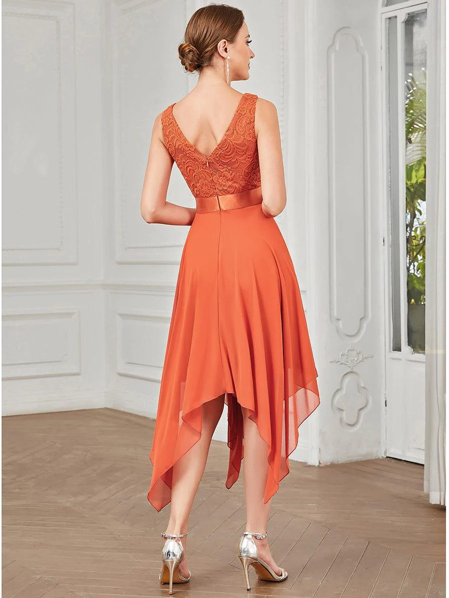 ever COSTA|Double V-Neck Empire Waist Midi Asymmetrical Hem Lace Dresses - Image 51