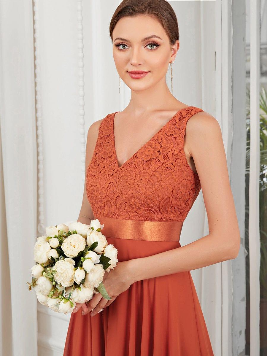 ever COSTA|Double V-Neck Empire Waist Midi Asymmetrical Hem Lace Dresses - Image 53