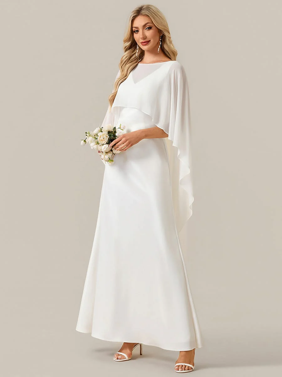 Deep V-Neck Satin Shawl Sleeve Dress - Image 5