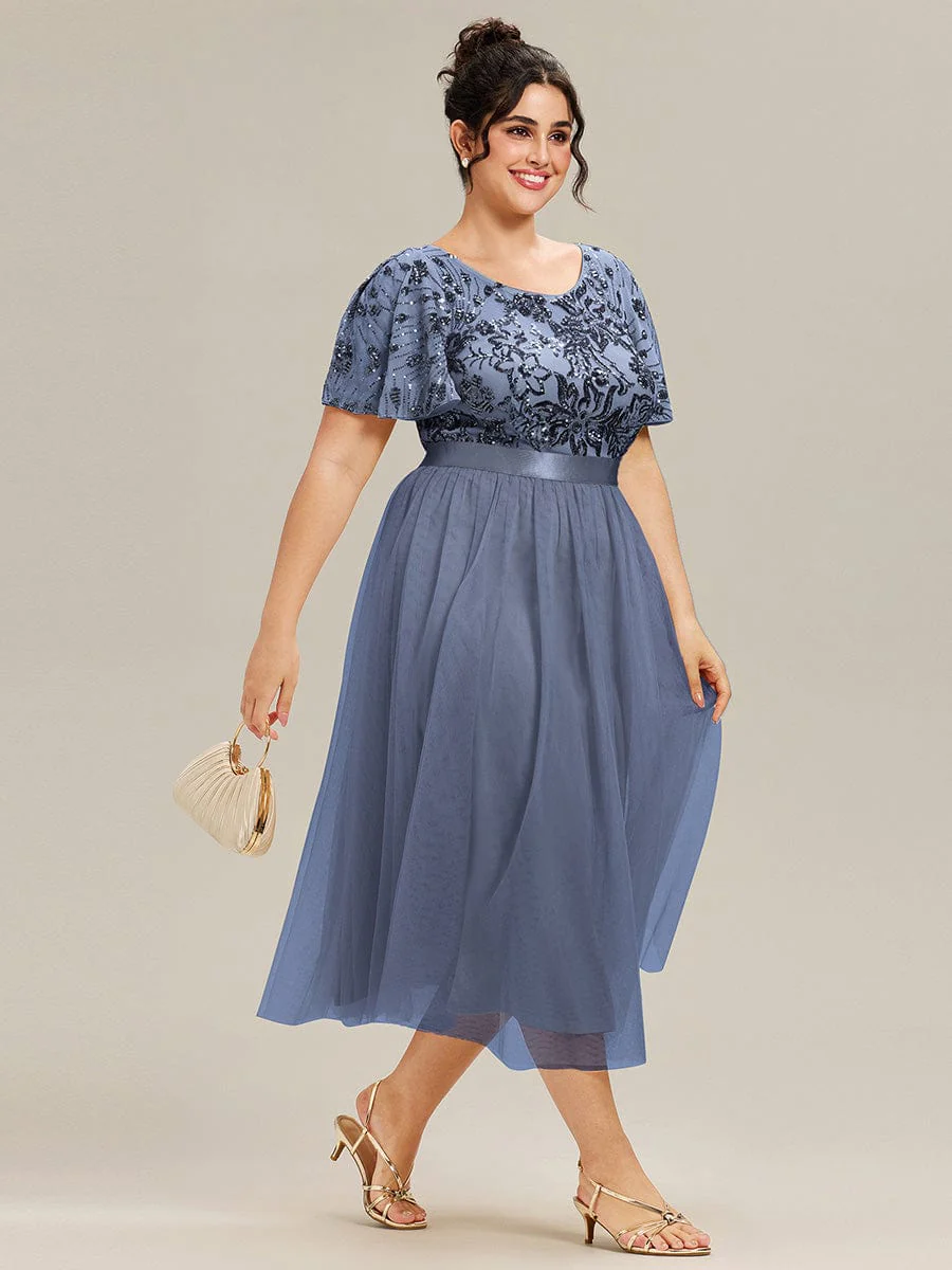 ever COOPER|Round Neck Sequin Ruffle Sleeve Evening Dress - Image 11