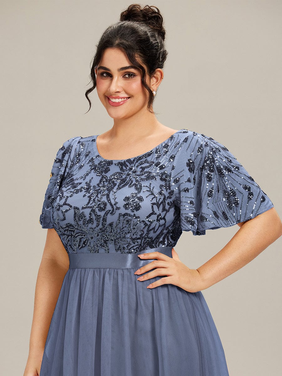 ever COOPER|Round Neck Sequin Ruffle Sleeve Evening Dress - Image 13
