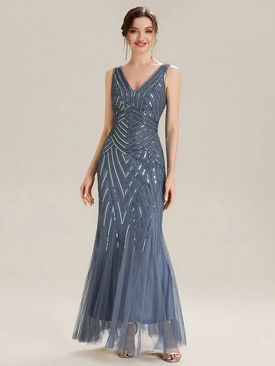 ever GLAMOUR|Deep V-Neck Sequin Sleeveless Dress - Image 19
