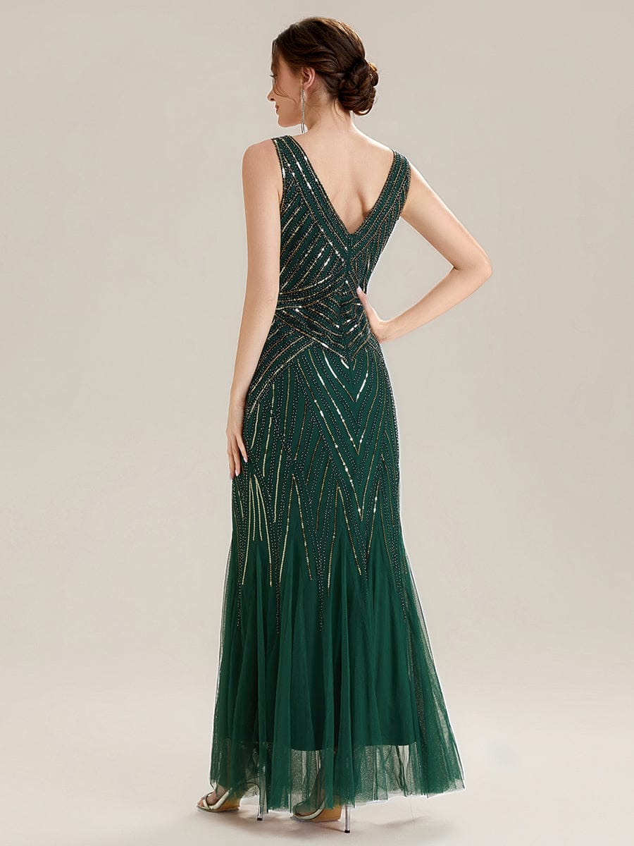 ever GLAMOUR|Deep V-Neck Sequin Sleeveless Dress - Image 2