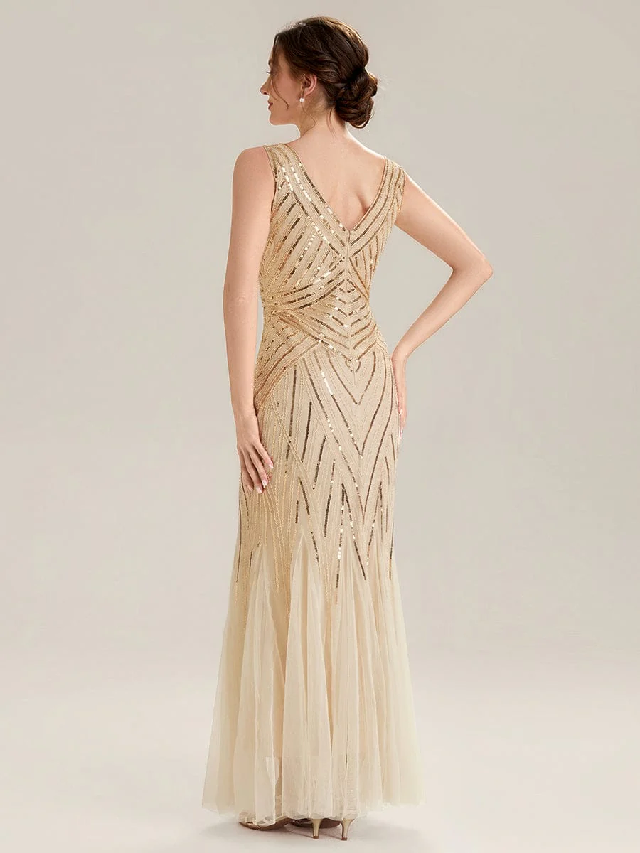 ever GLAMOUR|Deep V-Neck Sequin Sleeveless Dress - Image 26