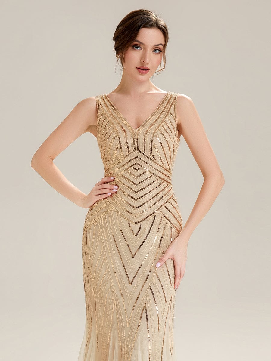 ever GLAMOUR|Deep V-Neck Sequin Sleeveless Dress - Image 27