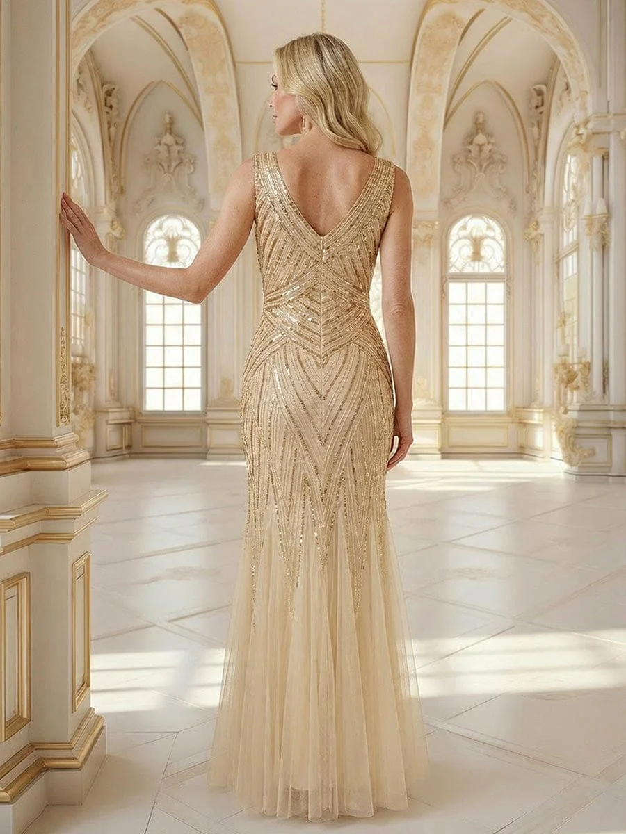 ever GLAMOUR|Deep V-Neck Sequin Sleeveless Dress - Image 29