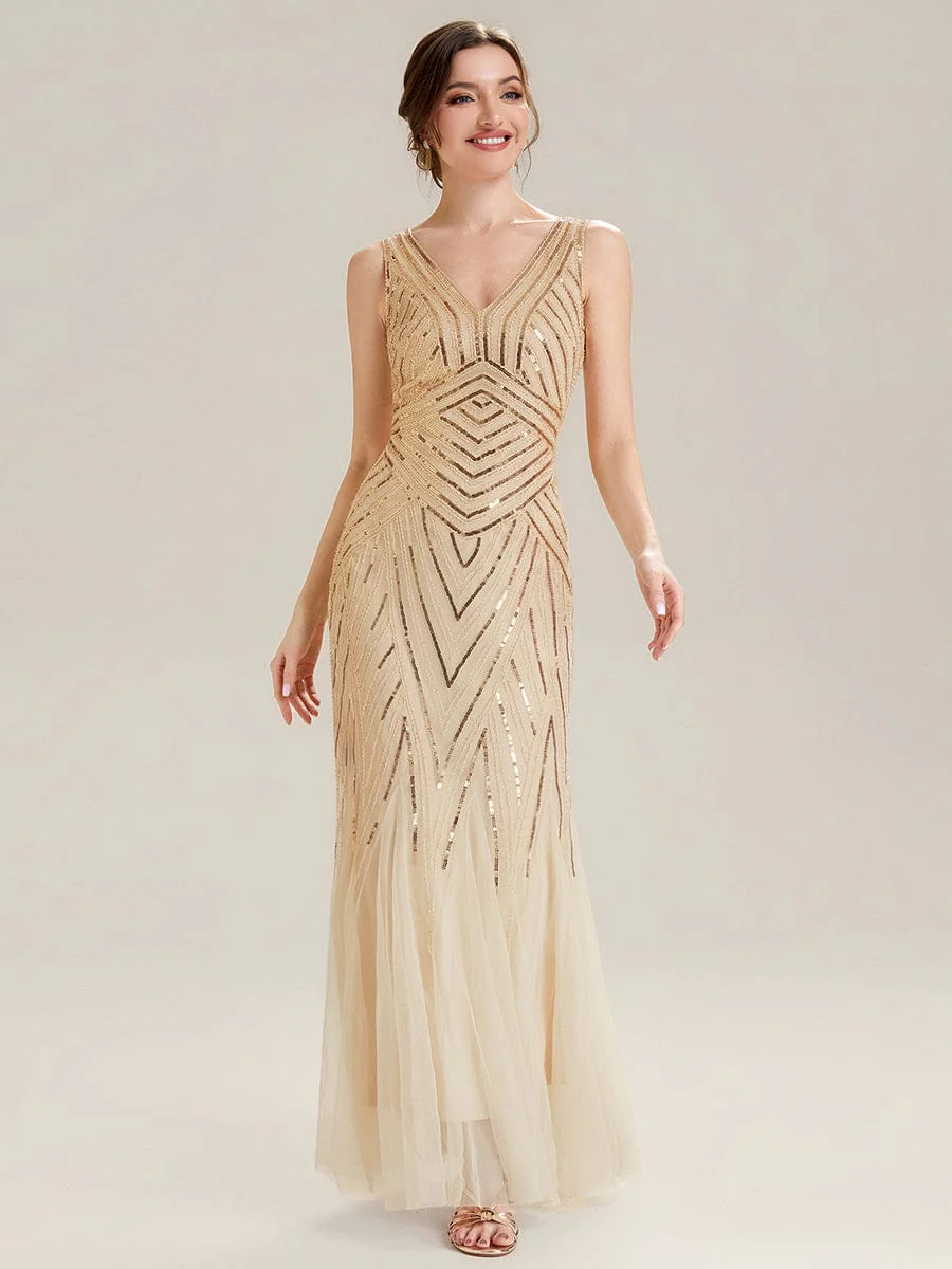 ever GLAMOUR|Deep V-Neck Sequin Sleeveless Dress - Image 30