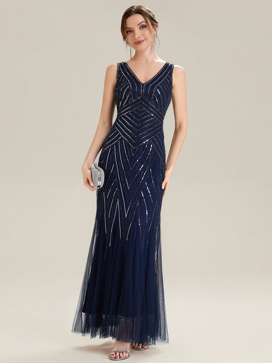 ever GLAMOUR|Deep V-Neck Sequin Sleeveless Dress - Image 37