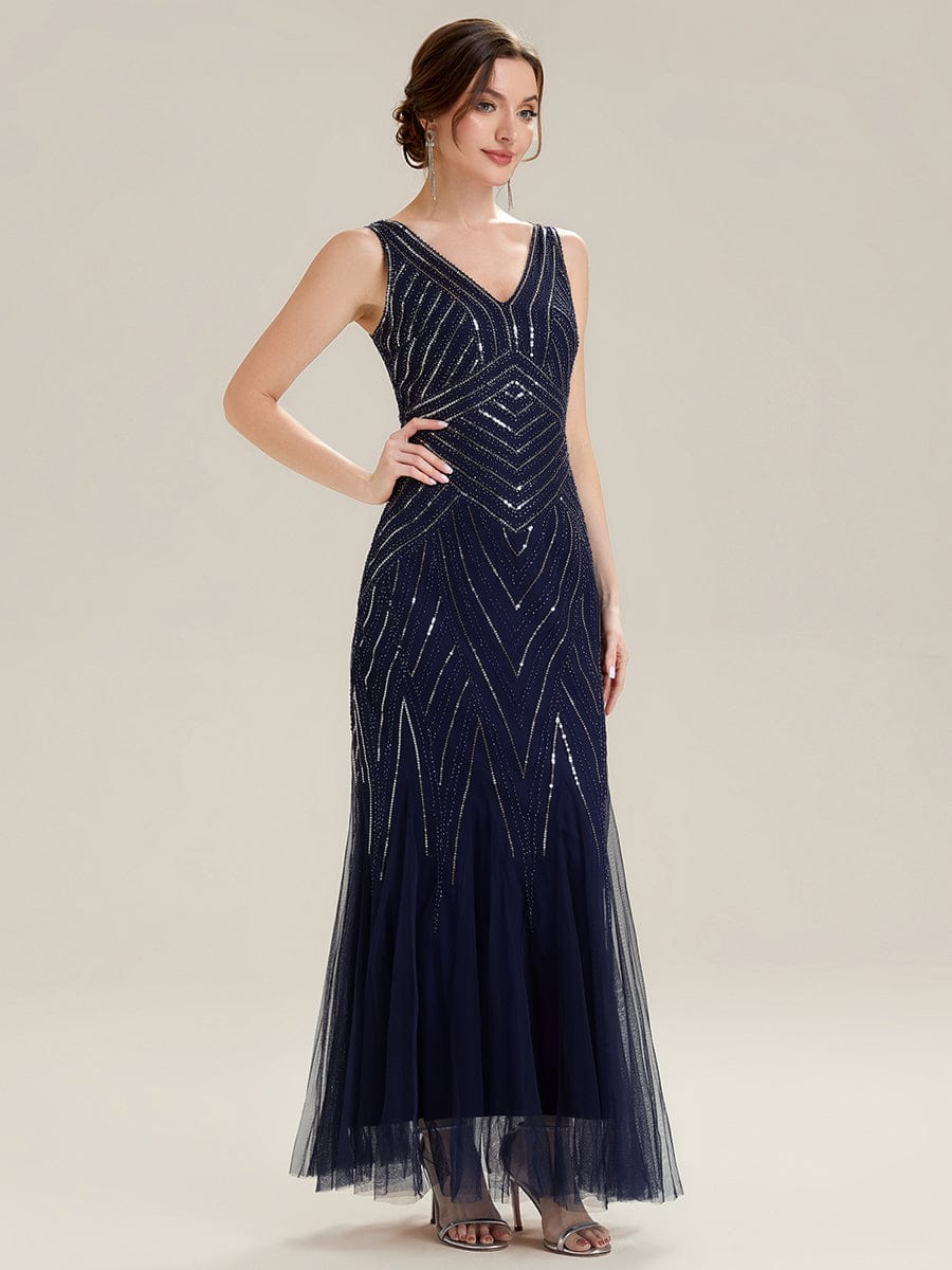 ever GLAMOUR|Deep V-Neck Sequin Sleeveless Dress - Image 42