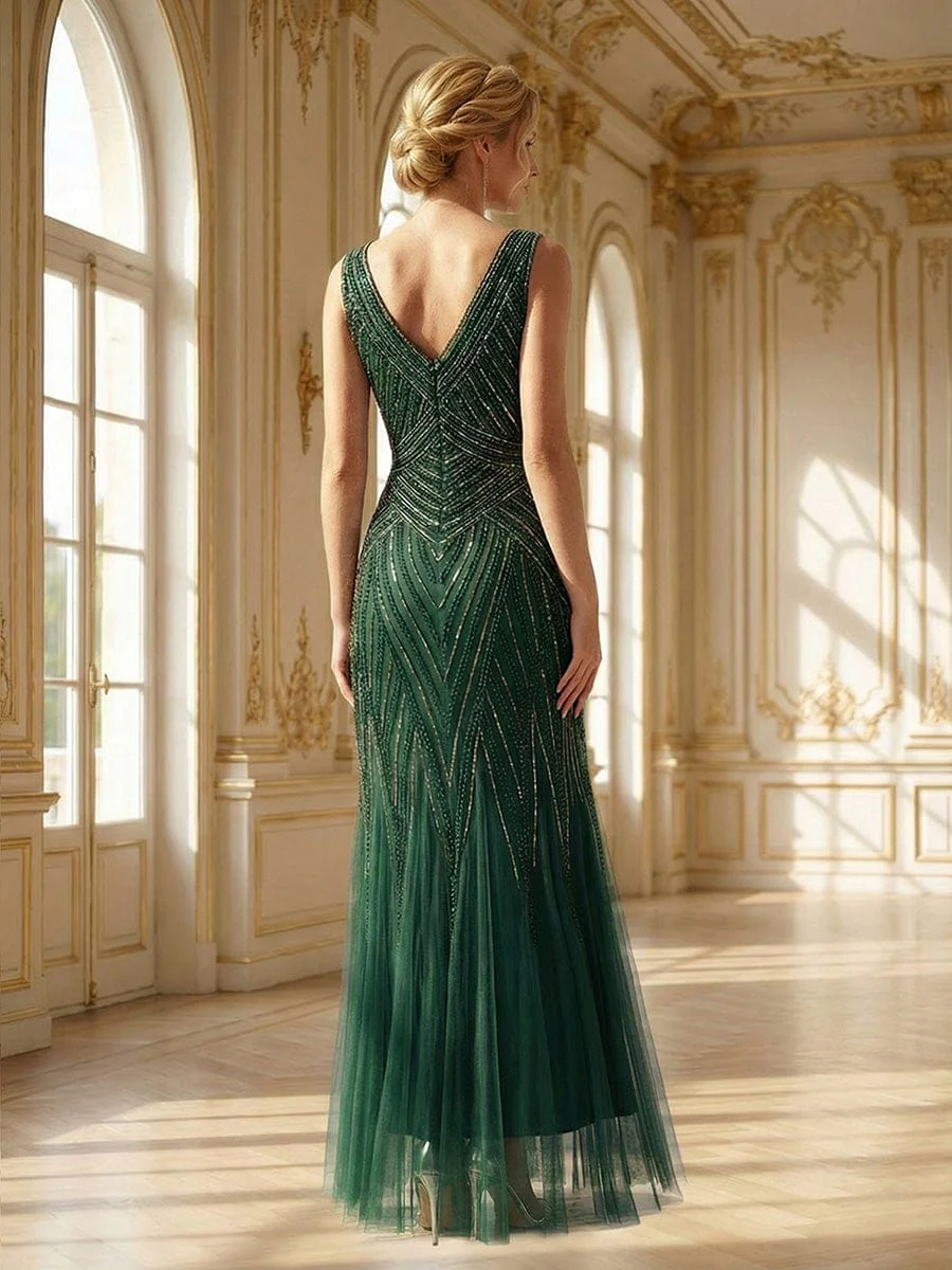 ever GLAMOUR|Deep V-Neck Sequin Sleeveless Dress - Image 5