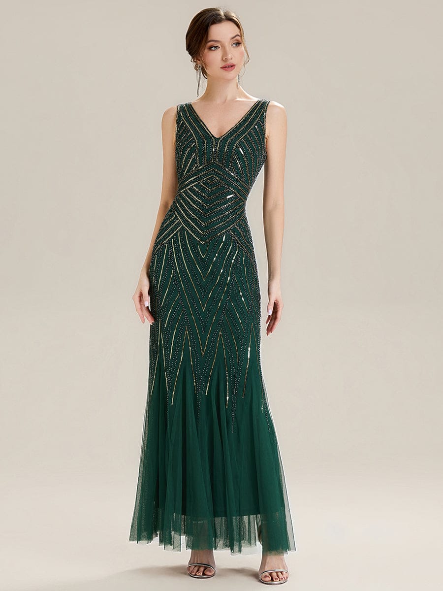 ever GLAMOUR|Deep V-Neck Sequin Sleeveless Dress - Image 7