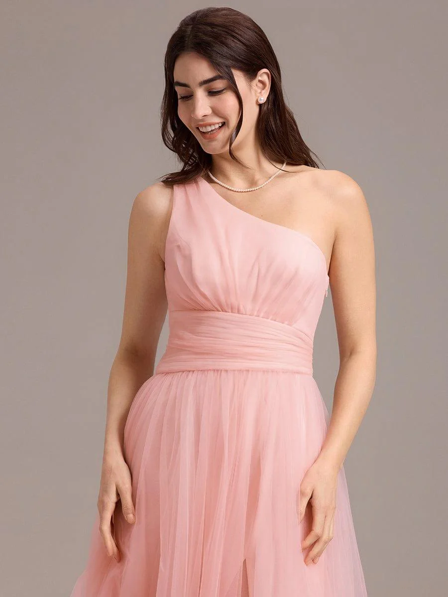 ever ARCADIA|Designer A-line One Shoulder Maxi Tulle Evening Dress - Image 13