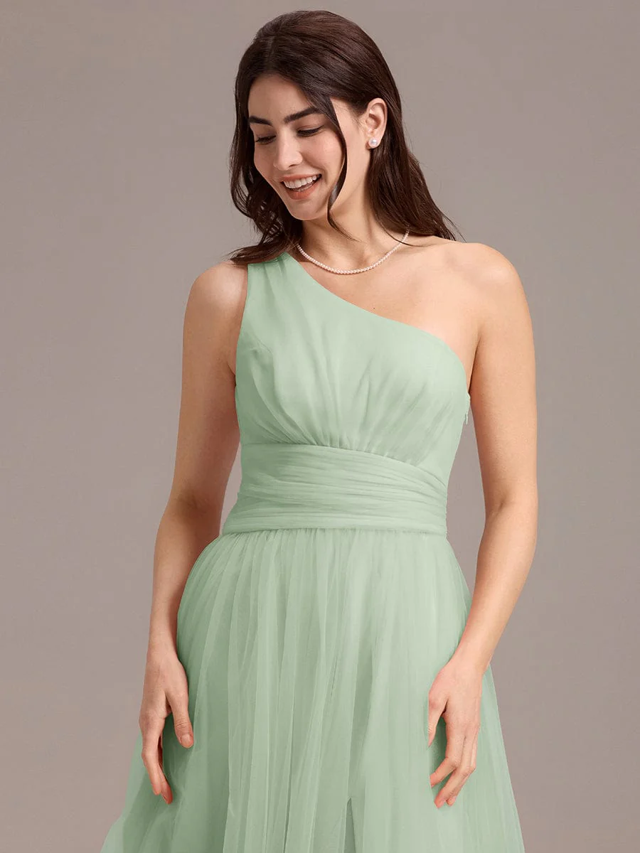 ever ARCADIA|Designer A-line One Shoulder Maxi Tulle Evening Dress - Image 15