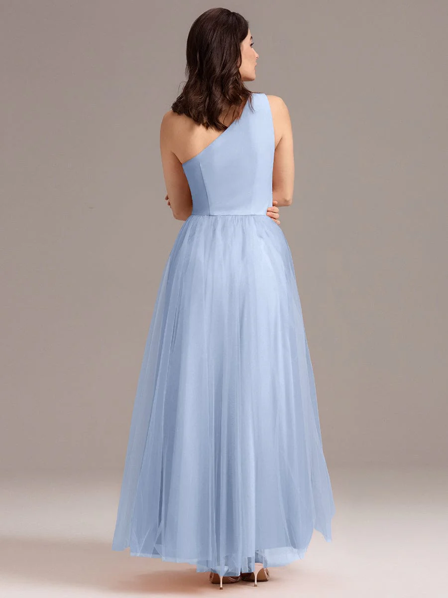 ever ARCADIA|Designer A-line One Shoulder Maxi Tulle Evening Dress - Image 6