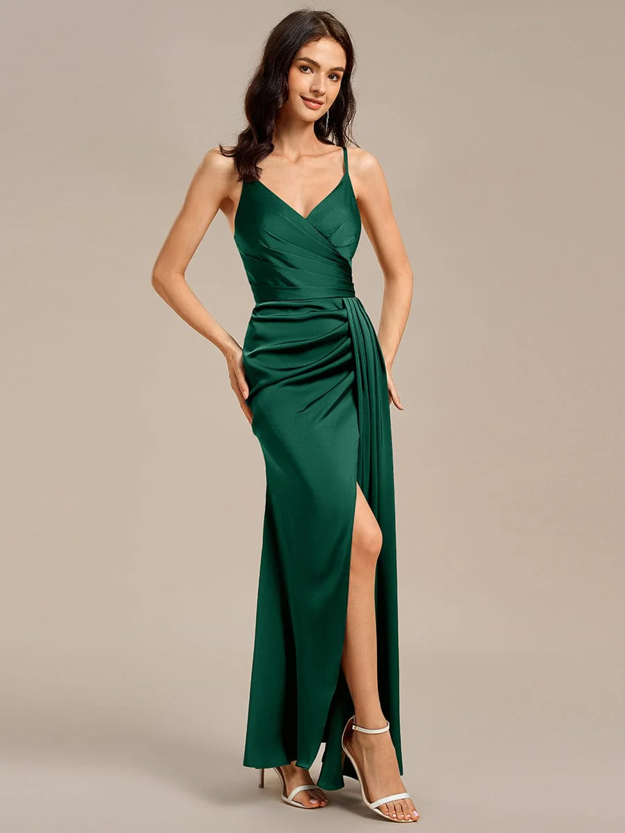 ever LIORA|Designer Spaghetti Straps Side Slit Mermaid Satin Evening Dress - Image 13