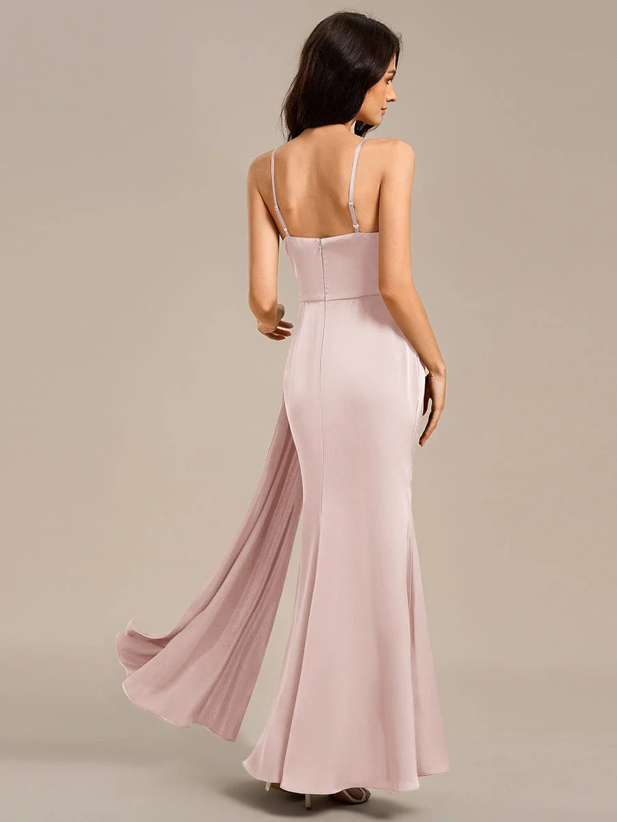 ever LIORA|Designer Spaghetti Straps Side Slit Mermaid Satin Evening Dress - Image 15