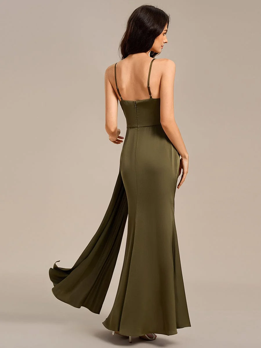 ever LIORA|Designer Spaghetti Straps Side Slit Mermaid Satin Evening Dress - Image 5