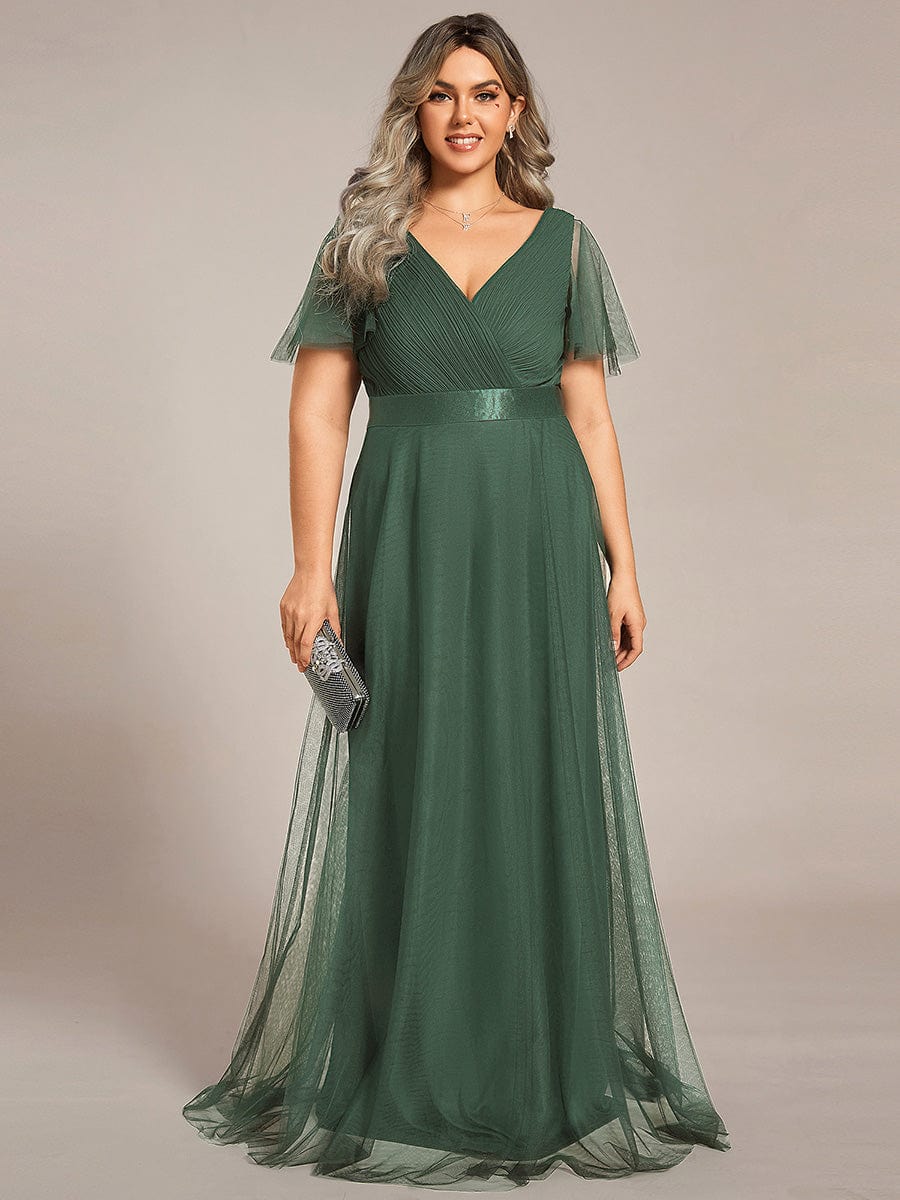ever MISTE|Double V-Neck Tulle Floor-Length Bridesmaid Dress - Image 102