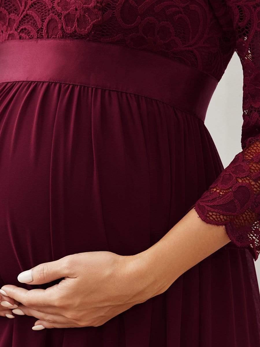 ever KALANI|Elegant 3/4 Sleeves Embroidered Maternity Wedding Guest Dress - Image 17