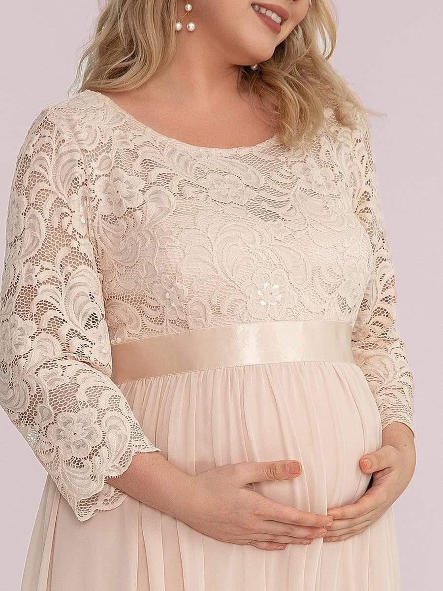 ever KALANI|Elegant 3/4 Sleeves Embroidered Maternity Wedding Guest Dress - Image 8