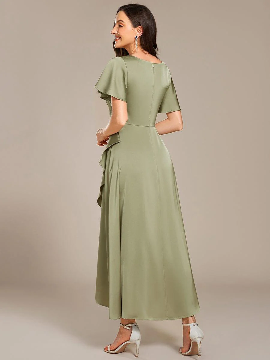 ever WYNTER|Elegant A-Line Satin Ruched High-Low Bridesmaid Dress - Image 2