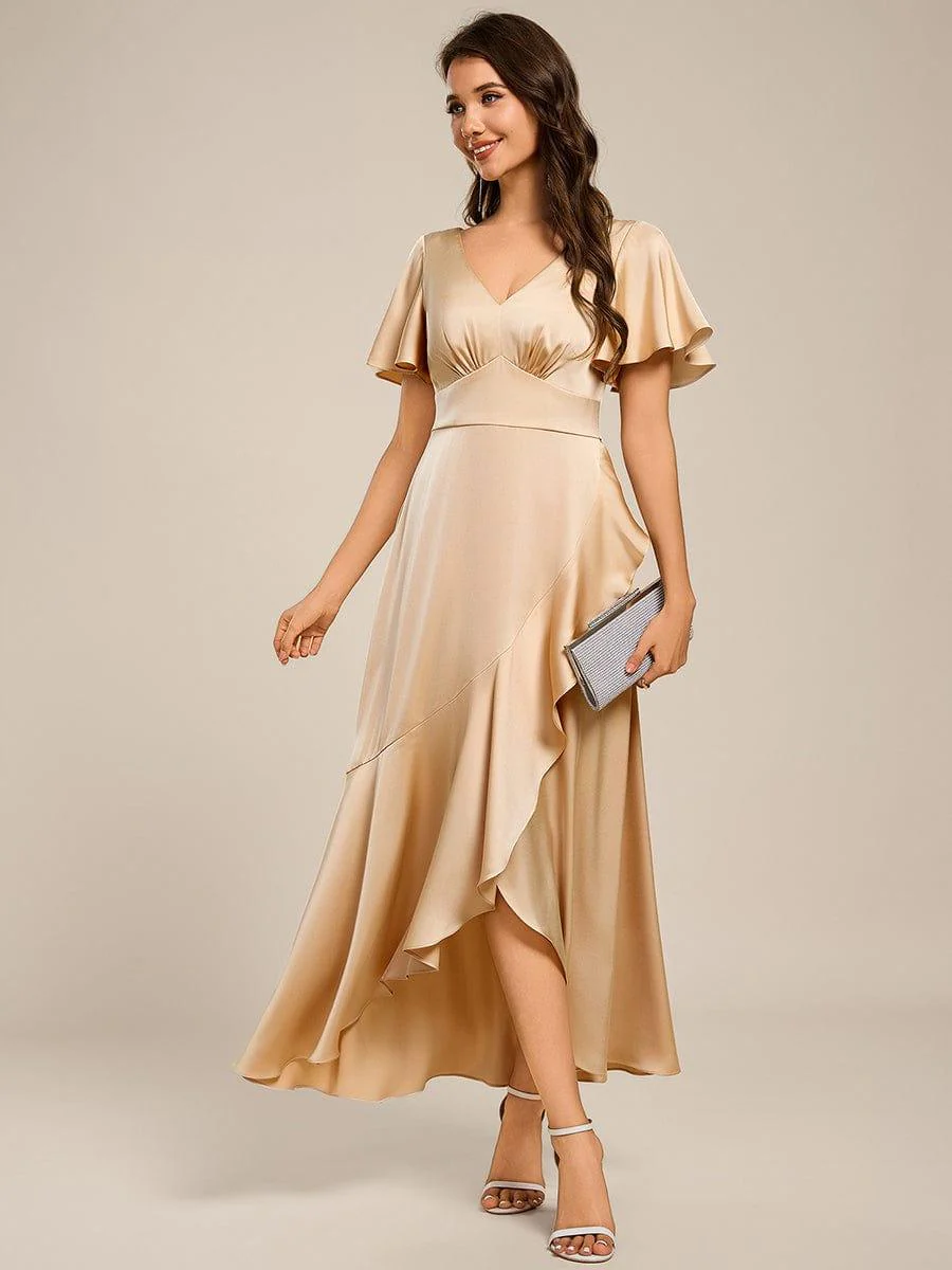 ever WYNTER|Elegant A-Line Satin Ruched High-Low Bridesmaid Dress - Image 7