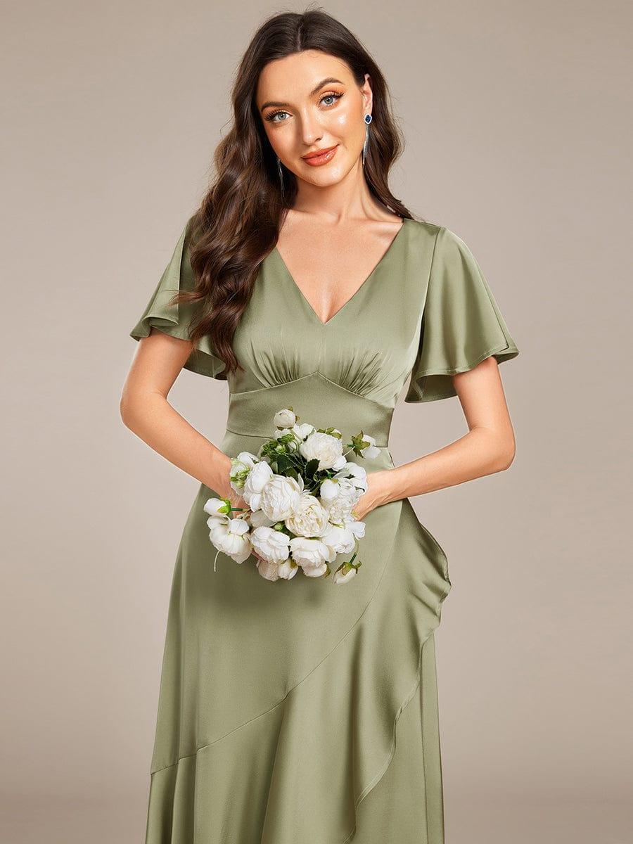 ever WYNTER|Elegant A-Line Satin Ruched High-Low Bridesmaid Dress - Image 8