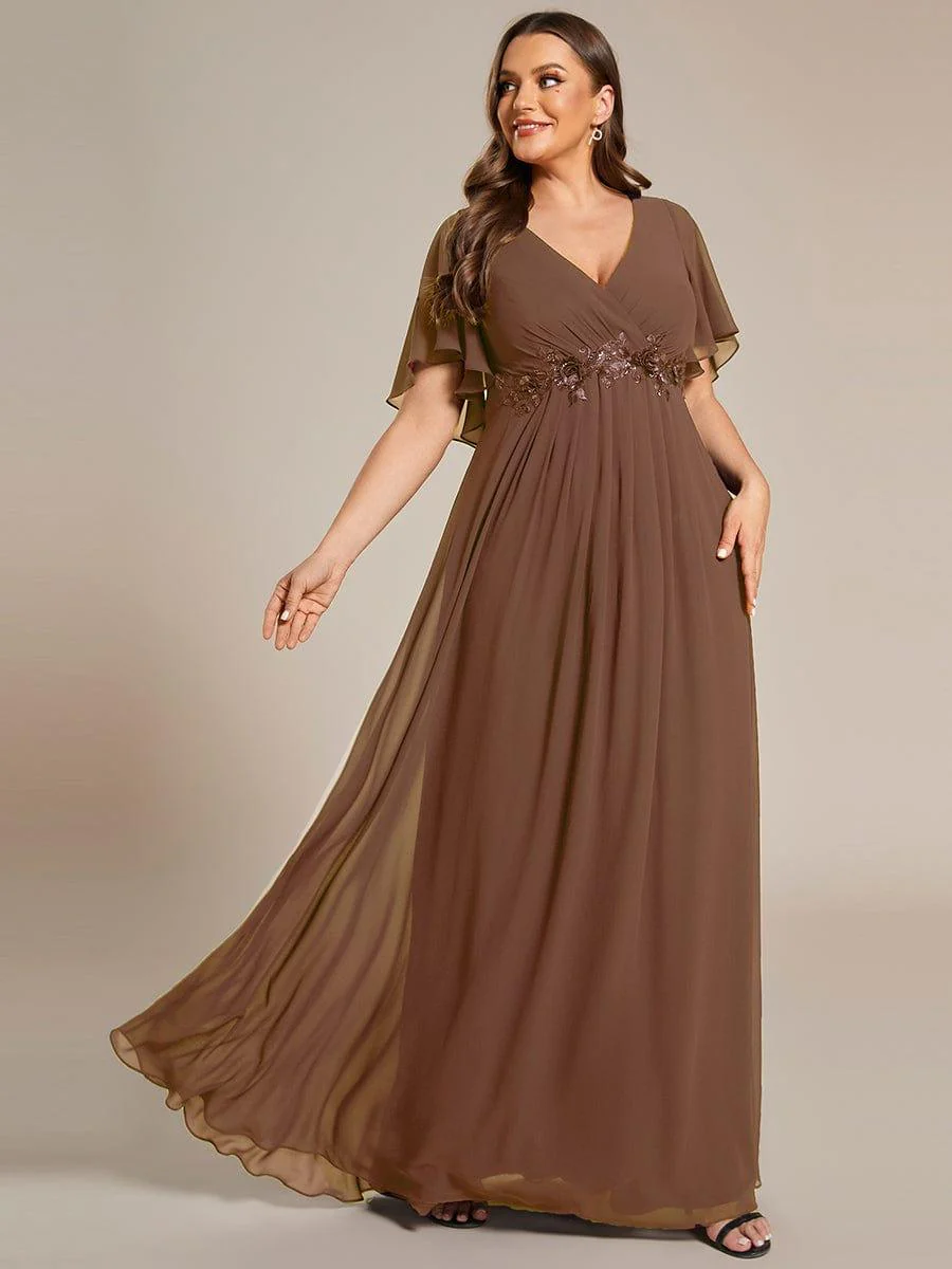 ever IVYROSE | Chiffon Applique Mother of the Bride Dress with Flutter Sleeves - Image 107