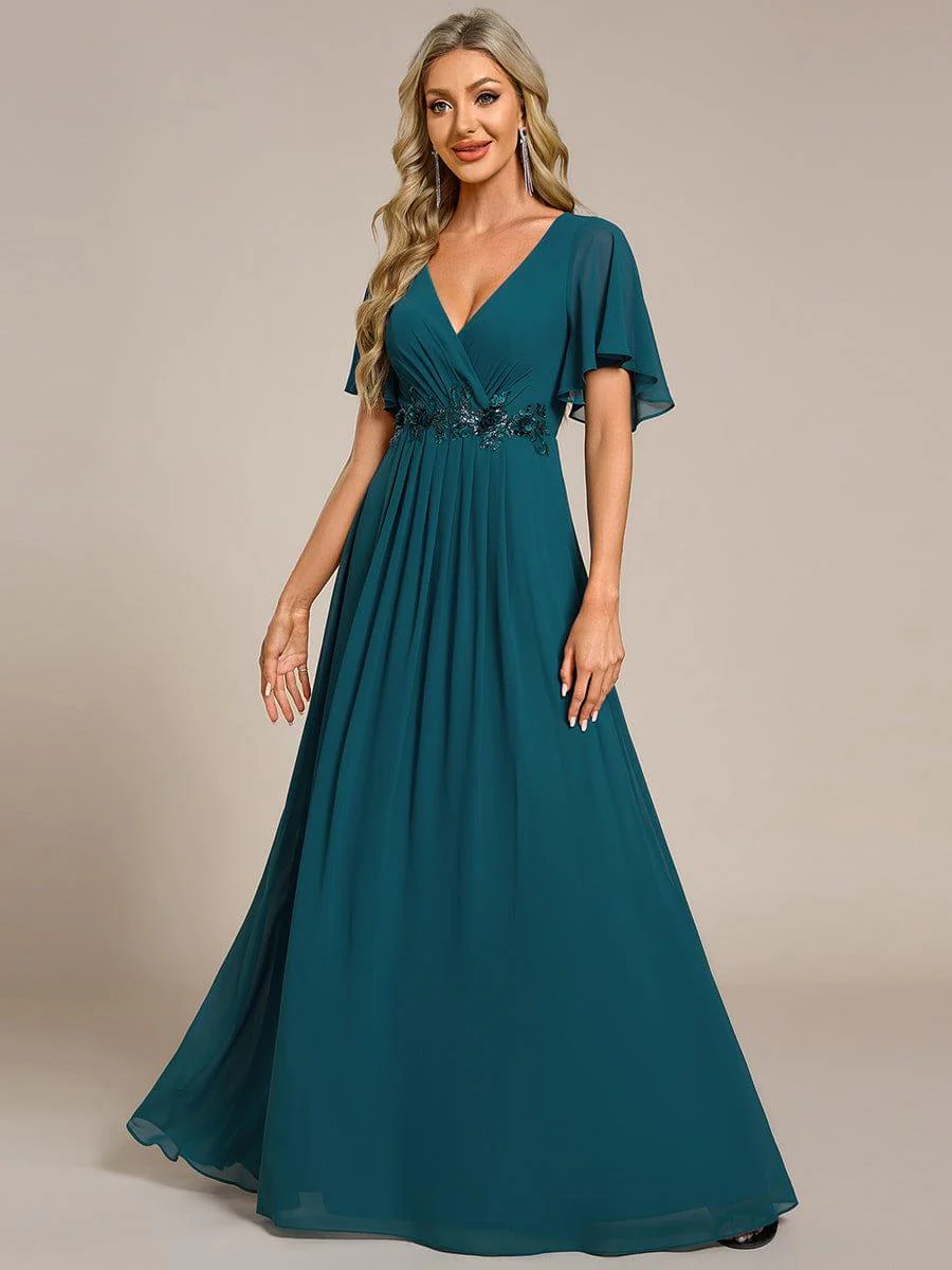 ever IVYROSE | Chiffon Applique Mother of the Bride Dress with Flutter Sleeves - Image 114