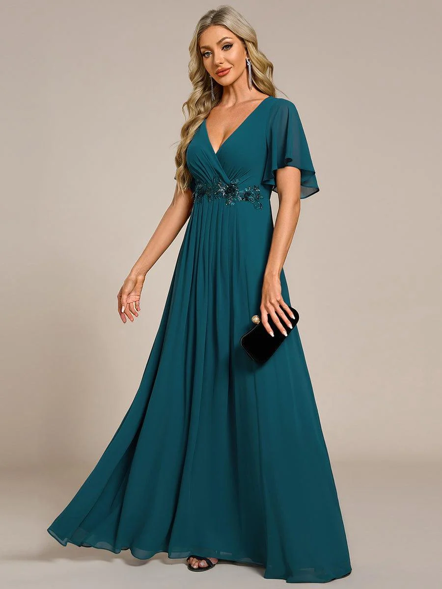 ever IVYROSE | Chiffon Applique Mother of the Bride Dress with Flutter Sleeves - Image 117