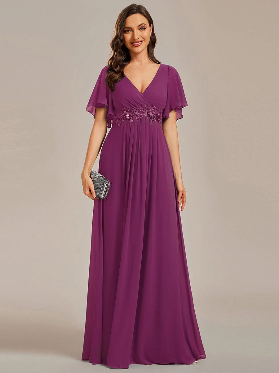ever IVYROSE | Chiffon Applique Mother of the Bride Dress with Flutter Sleeves - Image 124