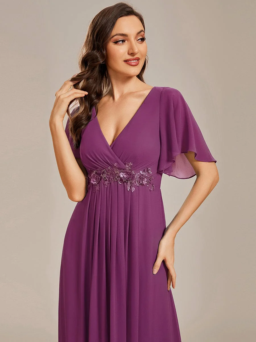 ever IVYROSE | Chiffon Applique Mother of the Bride Dress with Flutter Sleeves - Image 126