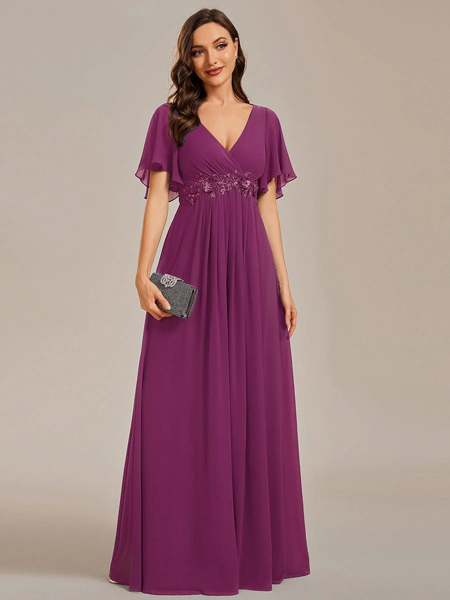 ever IVYROSE | Chiffon Applique Mother of the Bride Dress with Flutter Sleeves - Image 127