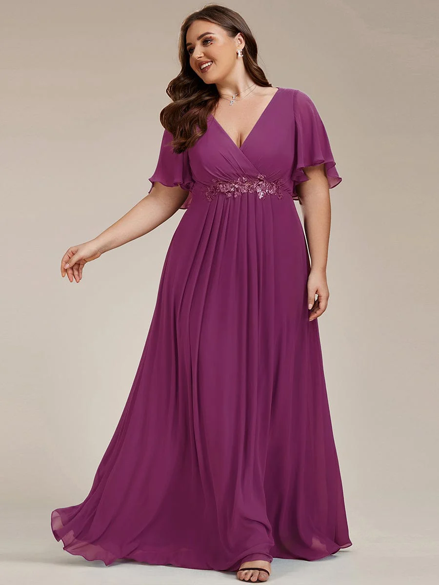 ever IVYROSE | Chiffon Applique Mother of the Bride Dress with Flutter Sleeves - Image 129