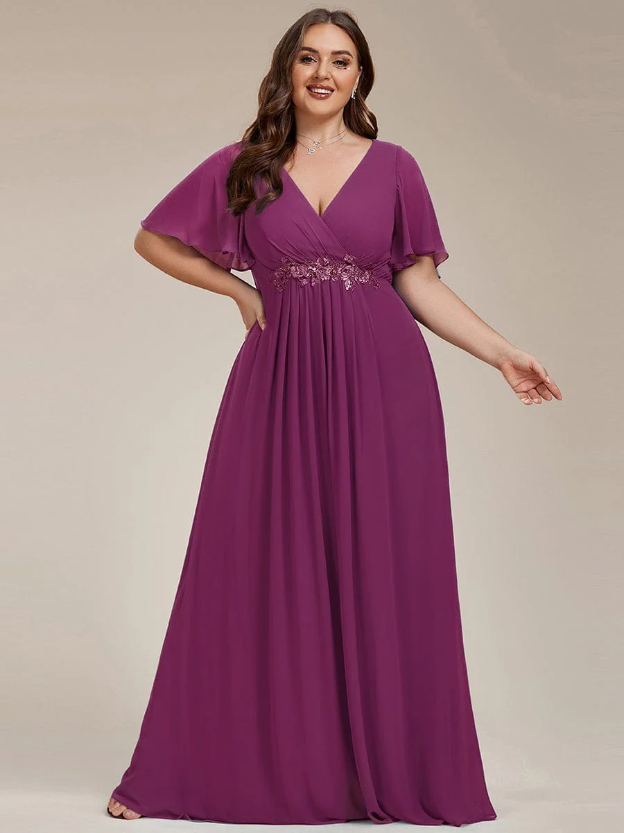 ever IVYROSE | Chiffon Applique Mother of the Bride Dress with Flutter Sleeves - Image 132
