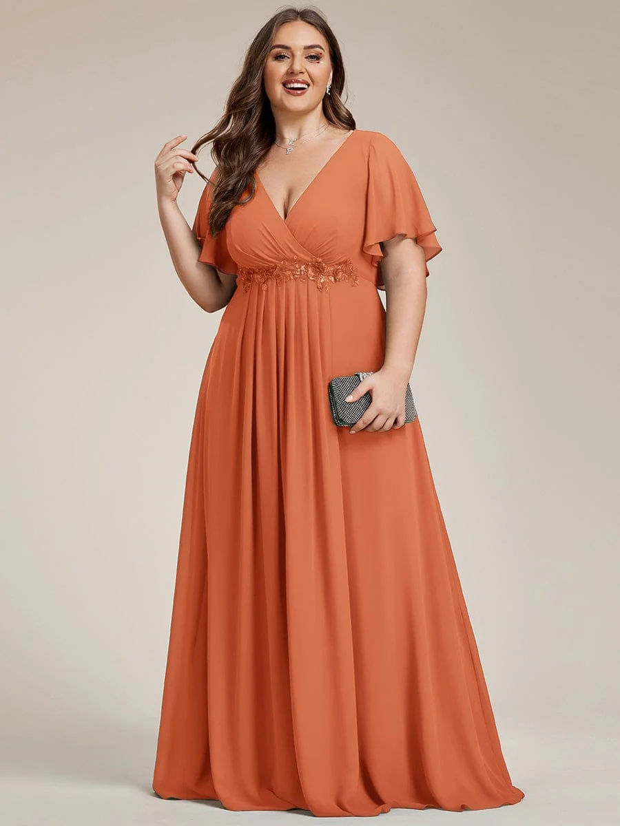 ever IVYROSE | Chiffon Applique Mother of the Bride Dress with Flutter Sleeves - Image 139