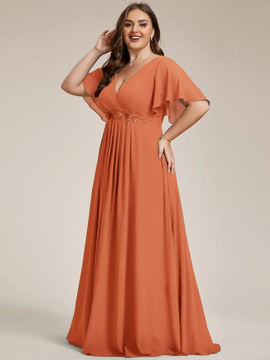 ever IVYROSE | Chiffon Applique Mother of the Bride Dress with Flutter Sleeves - Image 142