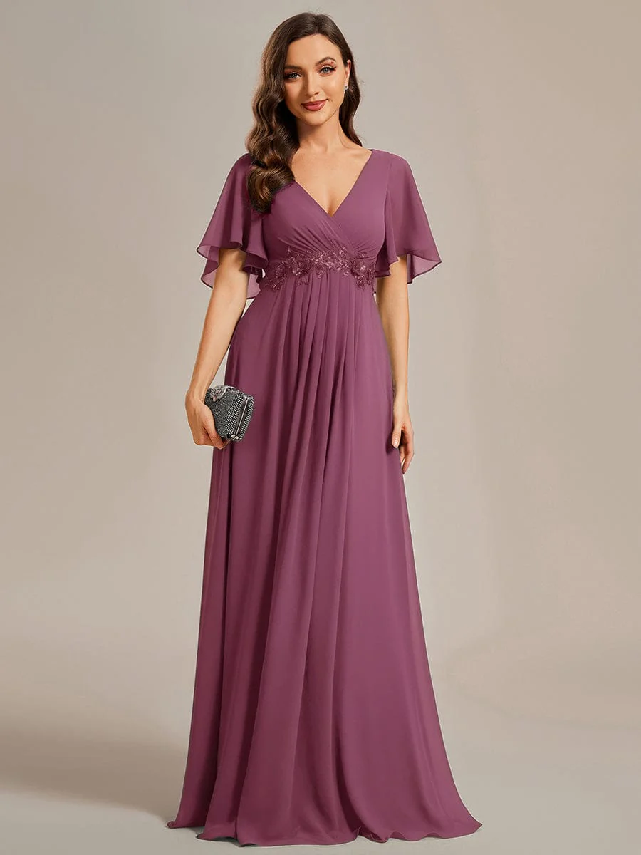 ever IVYROSE | Chiffon Applique Mother of the Bride Dress with Flutter Sleeves - Image 144