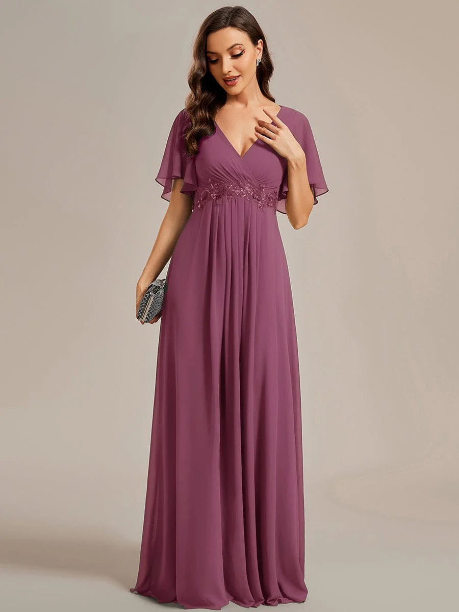 ever IVYROSE | Chiffon Applique Mother of the Bride Dress with Flutter Sleeves - Image 147