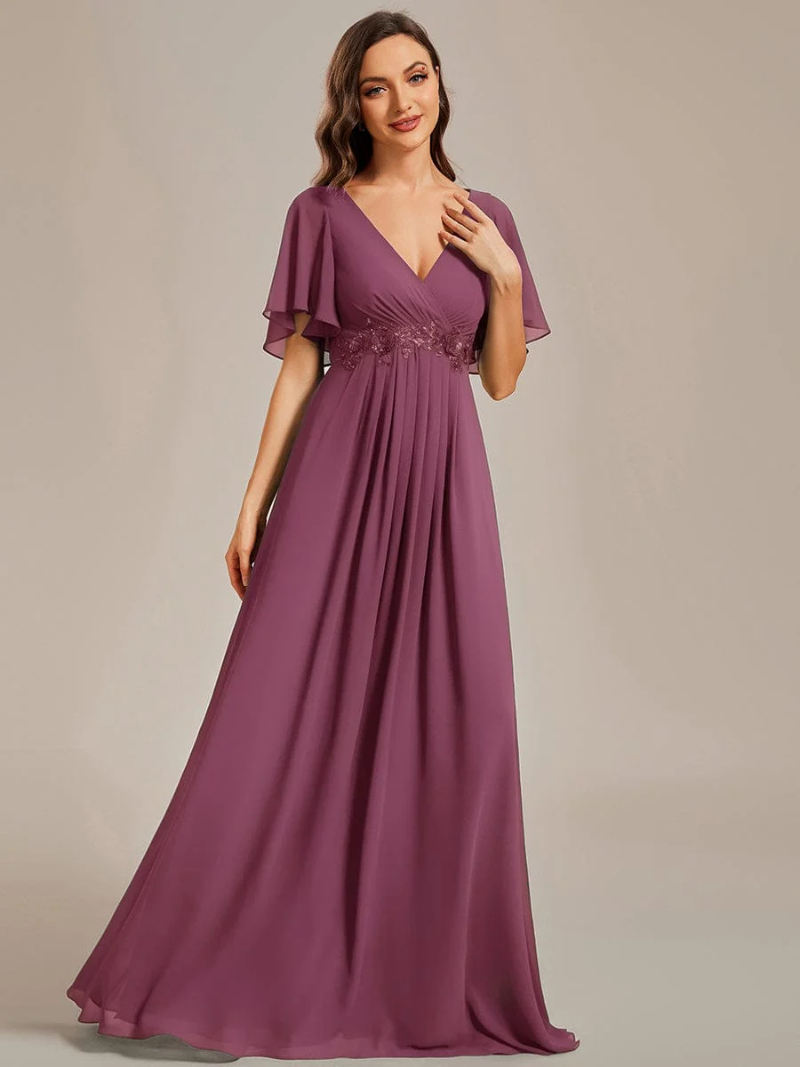 ever IVYROSE | Chiffon Applique Mother of the Bride Dress with Flutter Sleeves - Image 148
