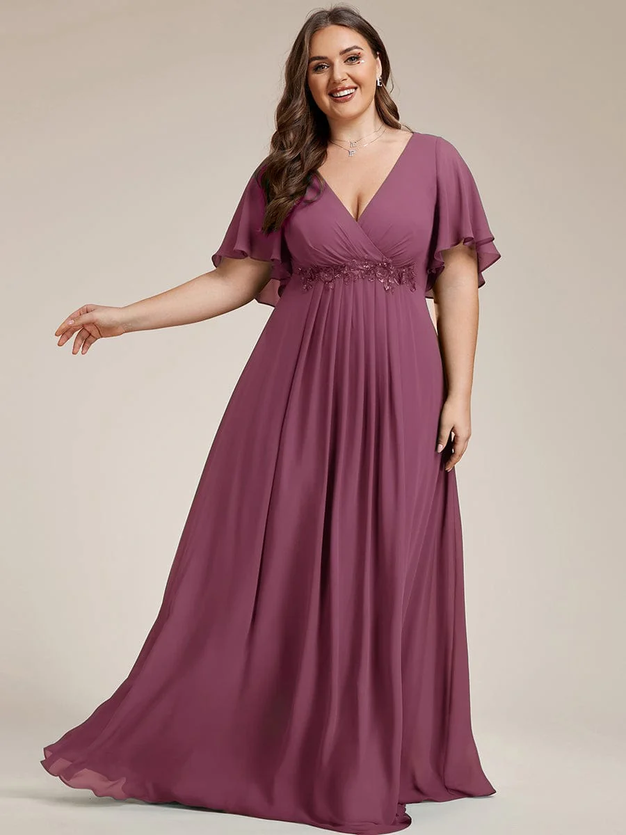 ever IVYROSE | Chiffon Applique Mother of the Bride Dress with Flutter Sleeves - Image 153