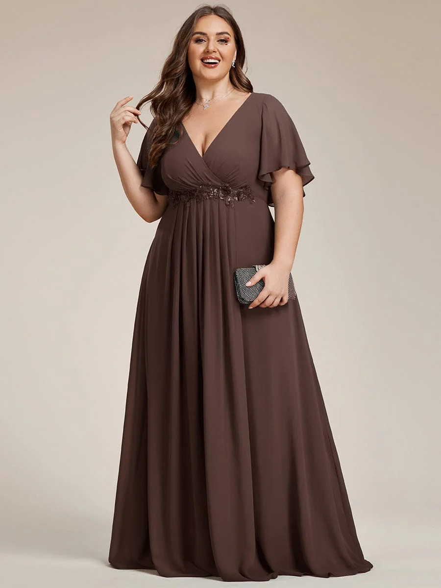 ever IVYROSE | Chiffon Applique Mother of the Bride Dress with Flutter Sleeves - Image 159