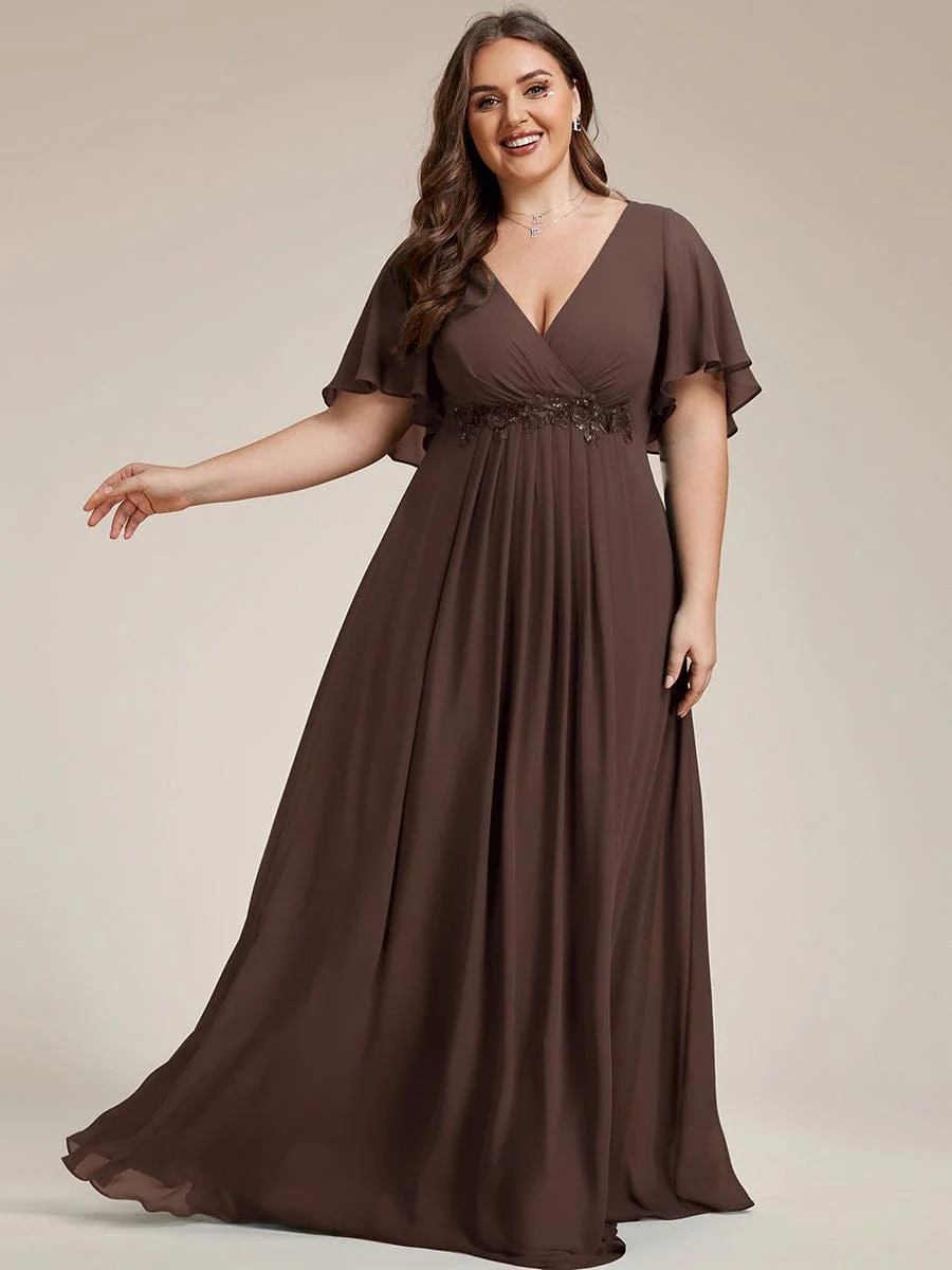ever IVYROSE | Chiffon Applique Mother of the Bride Dress with Flutter Sleeves - Image 163