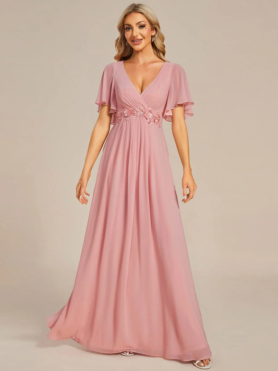 ever IVYROSE | Chiffon Applique Mother of the Bride Dress with Flutter Sleeves - Image 164