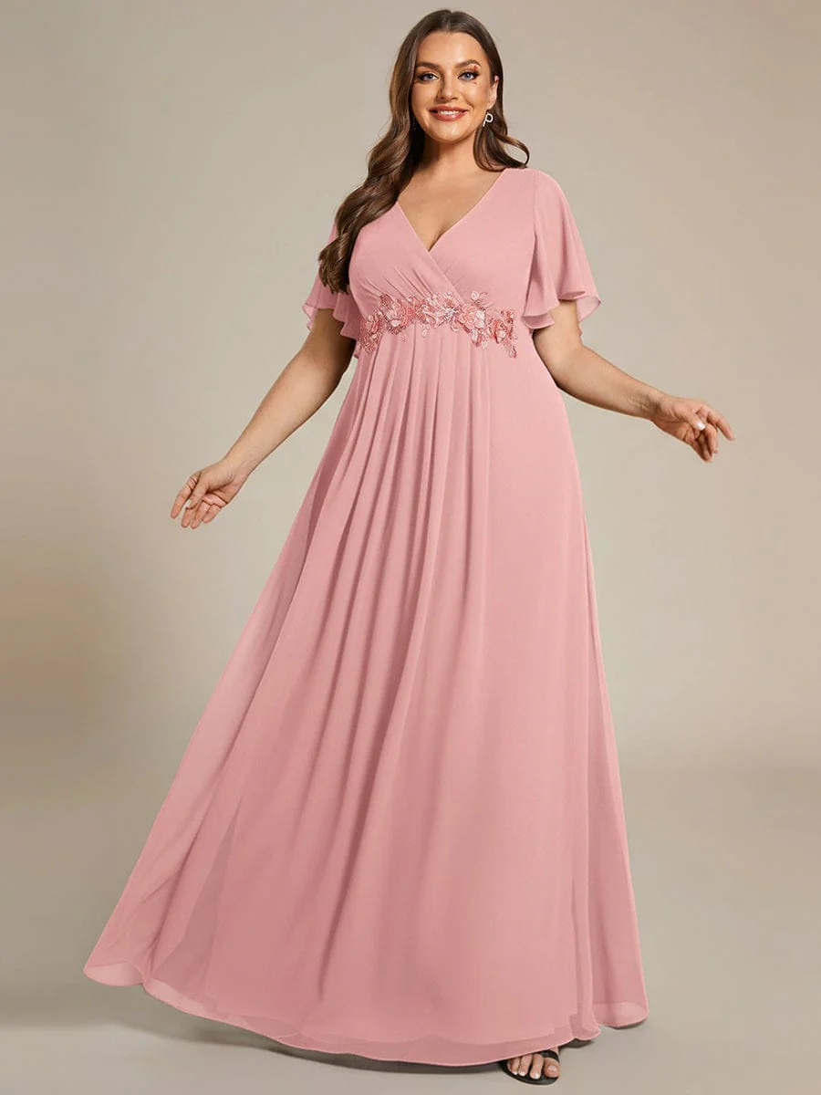 ever IVYROSE | Chiffon Applique Mother of the Bride Dress with Flutter Sleeves - Image 169