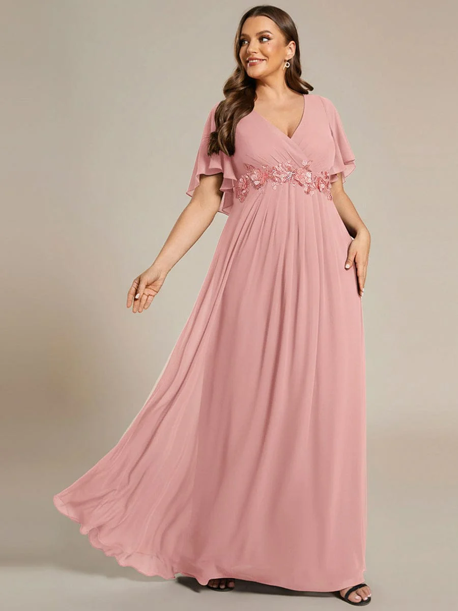 ever IVYROSE | Chiffon Applique Mother of the Bride Dress with Flutter Sleeves - Image 171