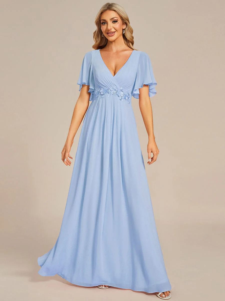 ever IVYROSE | Chiffon Applique Mother of the Bride Dress with Flutter Sleeves - Image 174